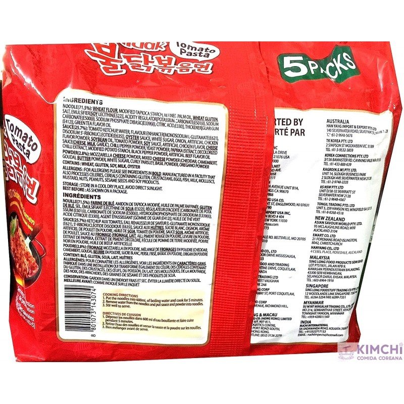 Buldak Tomato Pasta 140g Unidad Bolsa